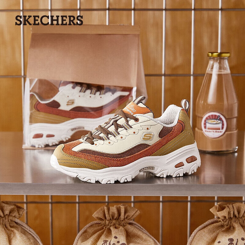 Skechers Milk Tea Bear Women's Shoes, Thick-Soled Dad Shoes, Versatile Panda Shoes, Sneakers, 149906