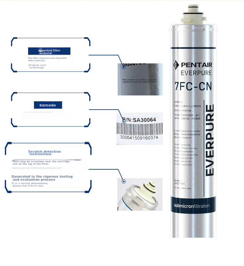 Everpure Under-Sink Water Filtration System, Non-Lime-Removing Type, Main Filter Cartridge for Water Purifier, 7FC-CN 8