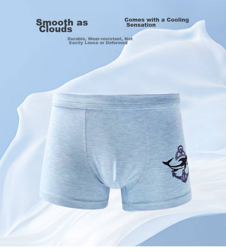 LangSha Children's Underwear, Boys' Modal Antibacterial Crotch Breathable Class A Boxer Briefs for Older Children And Teenagers, Shorts, Size 110 5