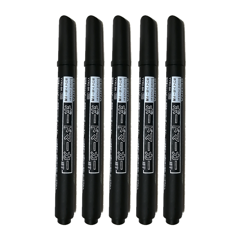 Earlymen Black Water-Based Pens, Suitable for Whiteboards, Office Meetings, Stationery Drawing Pens, Erasable Whiteboard Markers, Easy-To Water-Based Pens, 5 Pens/Box