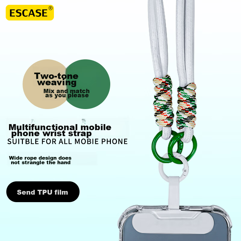 ESCASE Phone Lanyard Woven Wrist Strap Anti-Theft Handheld Strap Anti-Loss Pad Anti-Drop Outdoor Phone Case Suitable for Huawei Mate80 Apple IPhone17 MO70 Milkshake Pink 1