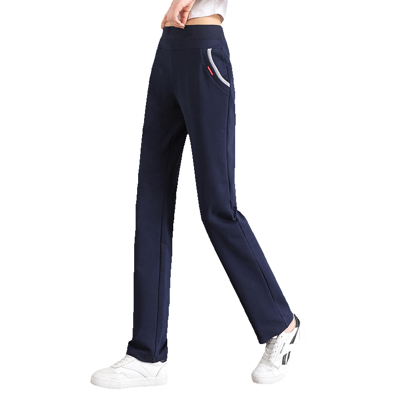 PinCai Women's Sports Pants Simple Solid Color Loose Straight Leg Elastic Waist Casual Pants P12KK5812