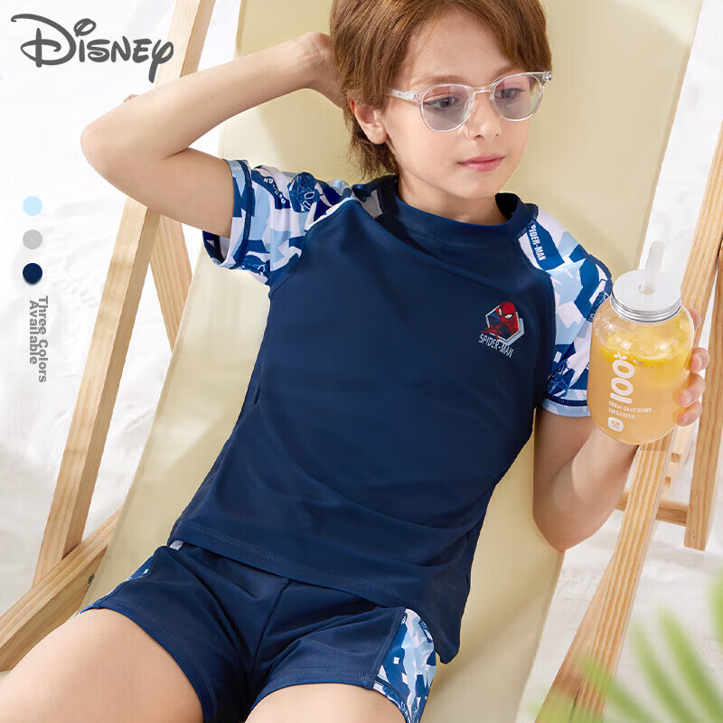 Disney Boys' Training Two-Piece Swimsuit, Quick-Dry Swim Shorts for Older Children, M240387A Navy Blue, 120cm