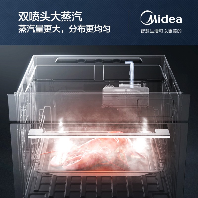 美的（Midea）A8蒸烤箱一体机嵌入式55L 蒸箱烤箱二合一 家用多功能双喷蒸汽系统 蒸烤炸三合一智能厨电A8