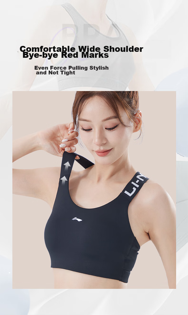 Li-Ning Women's Sports Bra, Yoga Fitness Bra with Medium Support, Quick-Drying Breathable Vest for Running, Brown Color, XL Size 6