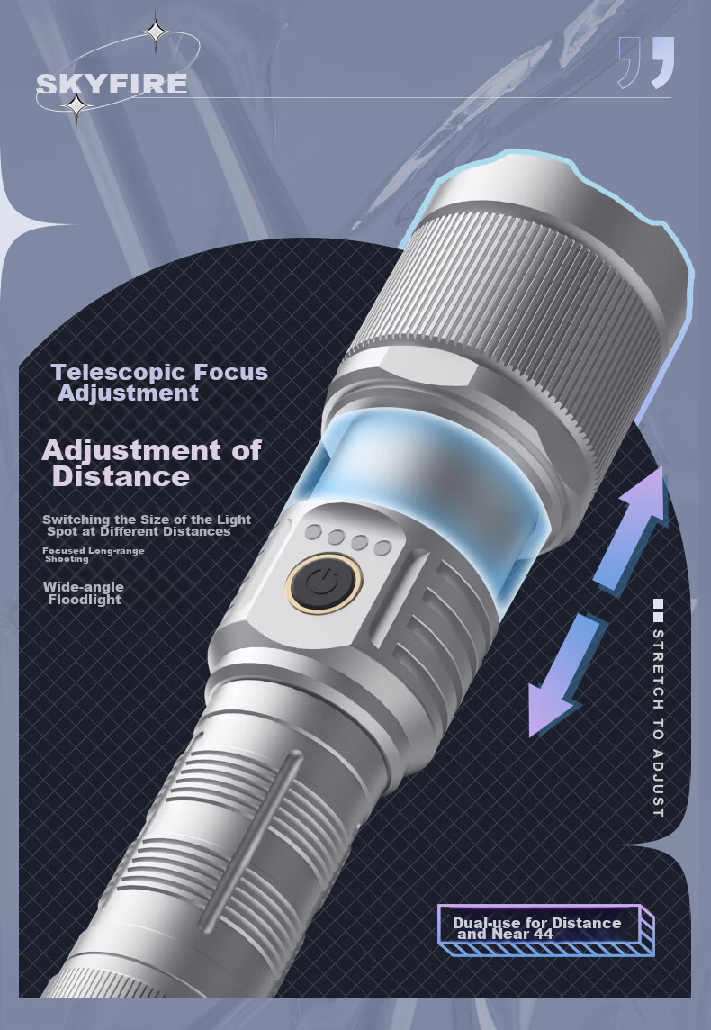 Tianhuo Long-Handle Flashlight High Brightness Zoomable Ultra-Long Battery Life Rechargeable Military Outdoor Home Security Patrol Self-Defense 4