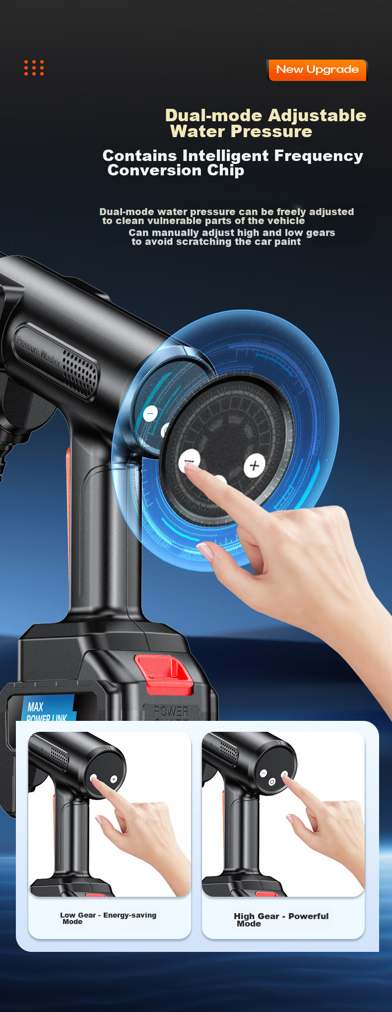 XIANNIAO Car Wash High-Pressure Water Gun, Cordless Lithium Battery-Powered Car Washer for Home Use, Portable High-Power Sprayer, Powerful Floor Cleaning Tool 17