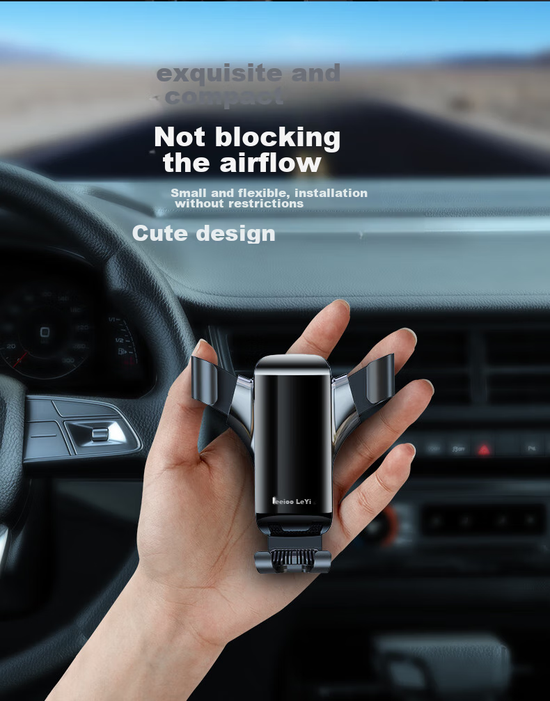 Leeioo Car Phone Holder, Air Vent Mount for Navigation, Alloy Gravity Sensor Car Phone Mount, Black 7