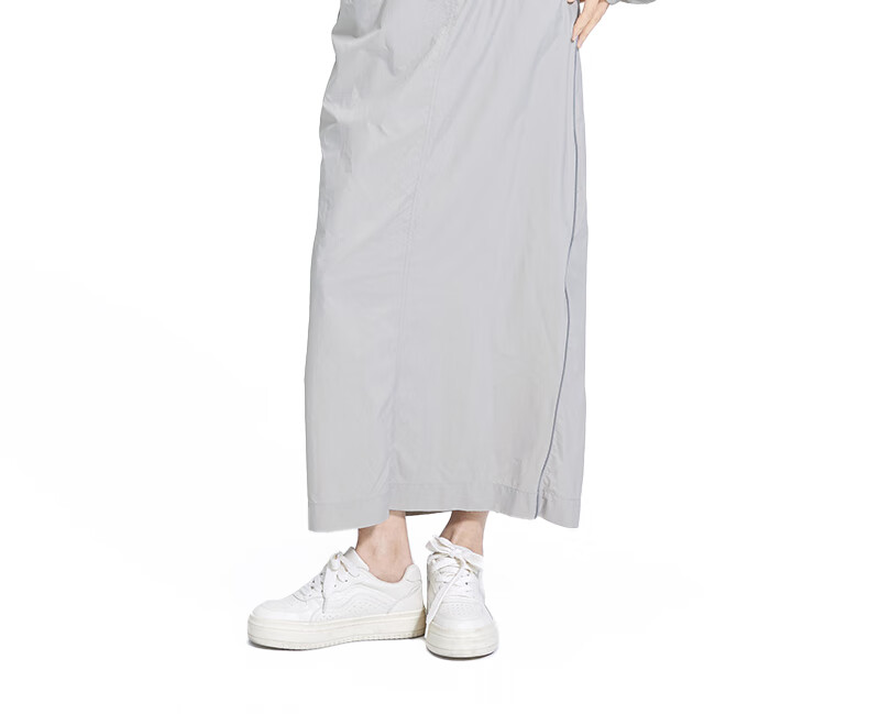 Zauo High-Waisted Sun Protection Pants Set, High Street Style, Lightweight Breathable Sun Protection Clothing, Women's Casual High-Waist Skirt, Gray, Size M 14