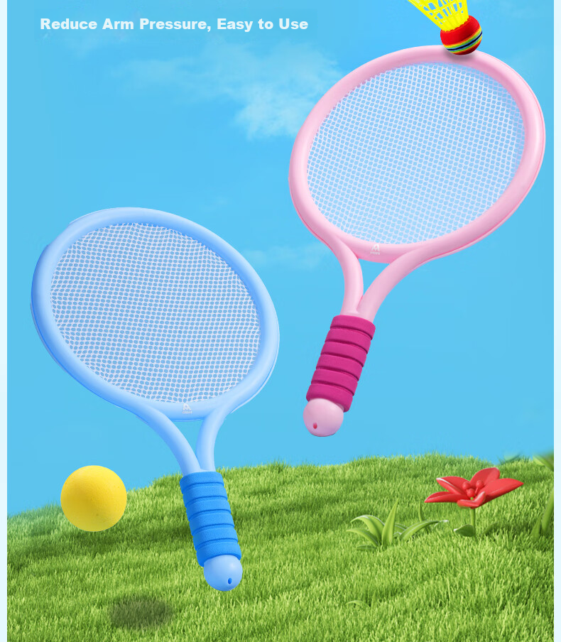 Deli Children's Badminton Racket, Large Head, Lightweight And Durable, Kids' Toy, Gift, Pink 11