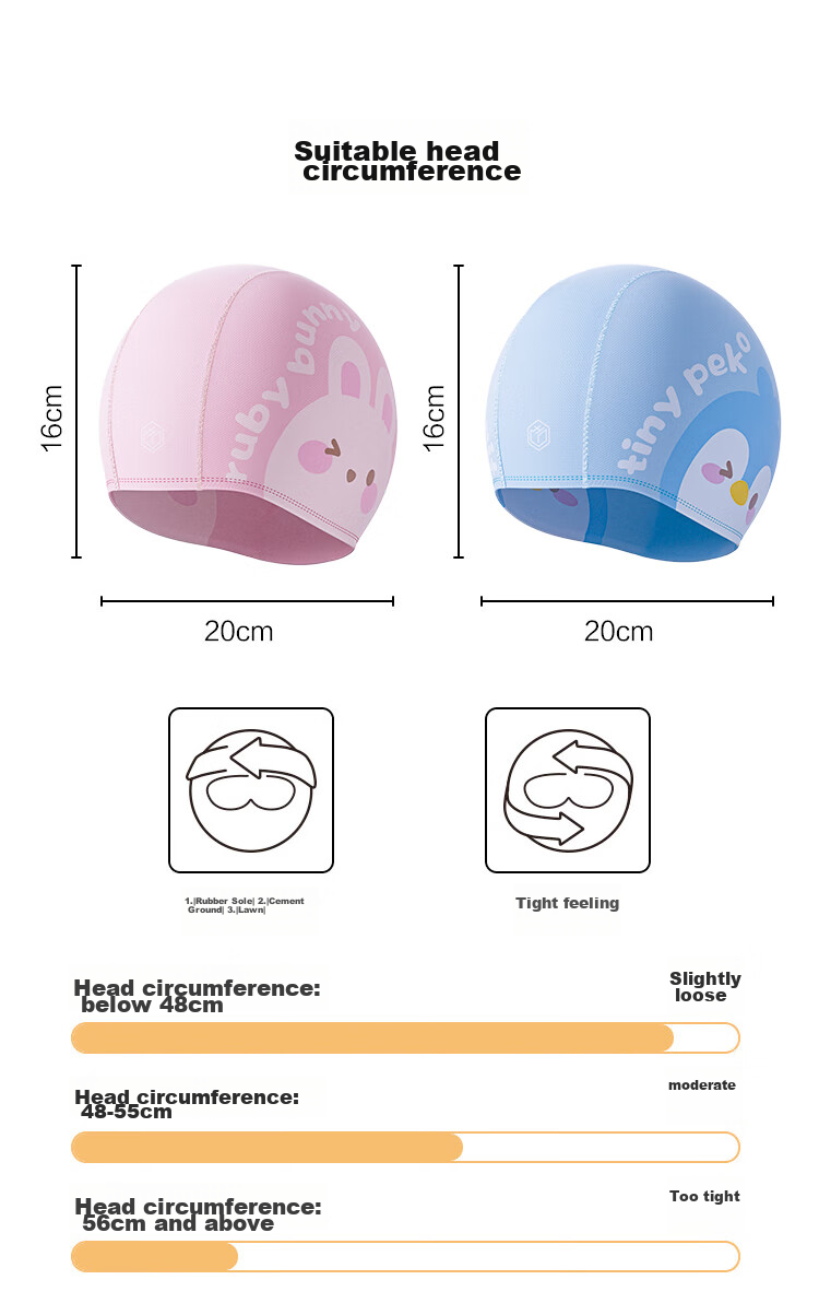 JD Original Children's Swim Cap, Soft Comfortable Cute Swimming Cap for Boys And Girls, Cartoon Print Fabric Cap, Fun Blue 11