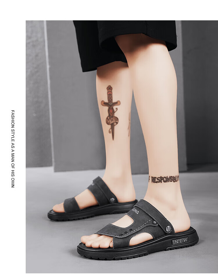 CARTELO Leather Sandals for Men, Summer 2026 Breathable Beach Shoes, Dual-Use Men's Outdoor Slippers, Perforated Sandals 15