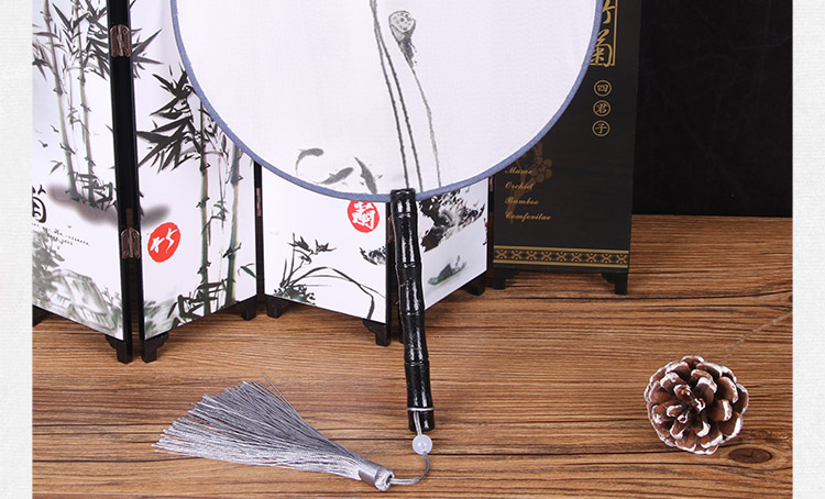 Jidu Space Traditional Chinese Style Round Fan Semi-Transparent Silk Birthday Gift Summer Fan for Women Photography Dance Fan 8
