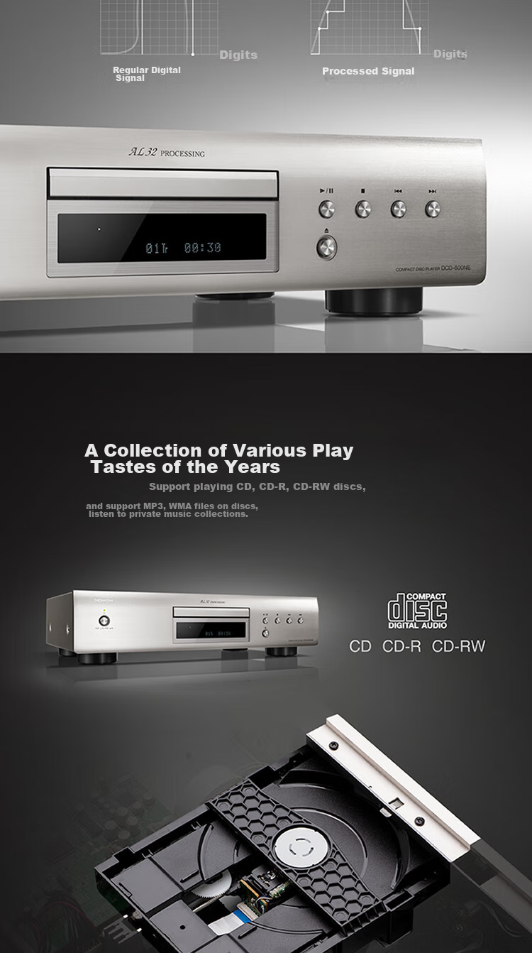 DENON DCD-600NE Speaker, Audio System, High-Fidelity Hi-Fi Audiophile Sound, Imported, Entry-Level CD Player, Silver 3