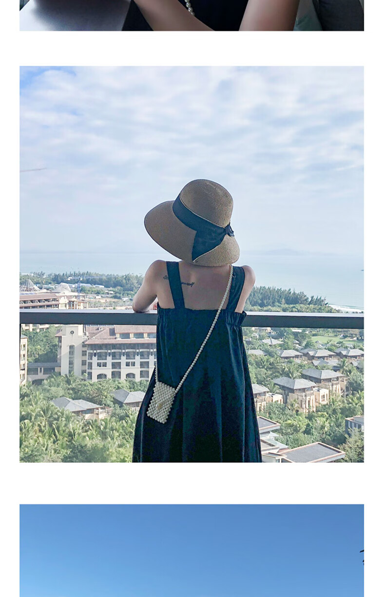 XUEXIMAN Women's Straw Hat Ins Style Summer Foldable Beach Hat Face Covering Sun Hat Bowknot Fisherman Hat Sunshade Hat Bucket Hat 17
