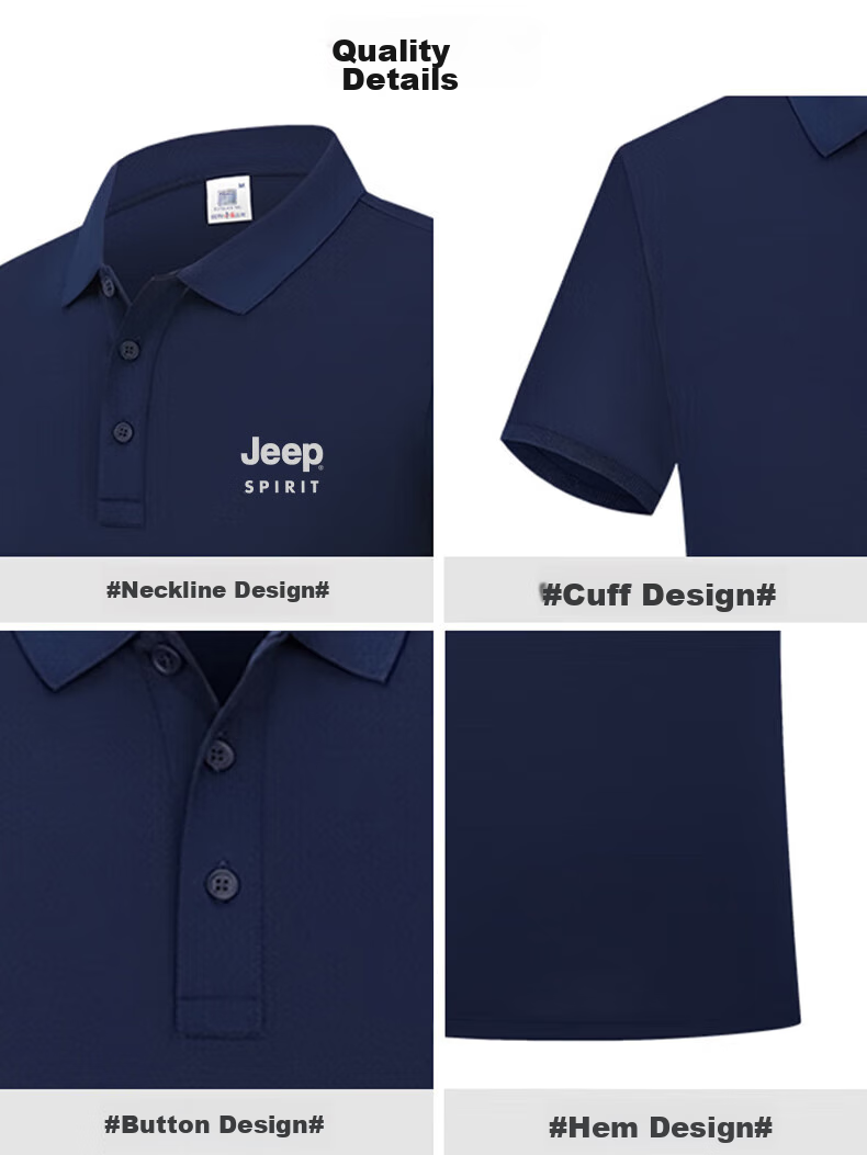 JEEP SPIRIT Short-Sleeve T-Shirt for Men, Breathable Summer Polo Shirt with Collar, Quick-Dry Ice Silk Casual Sports Top, Gray 4XL 13