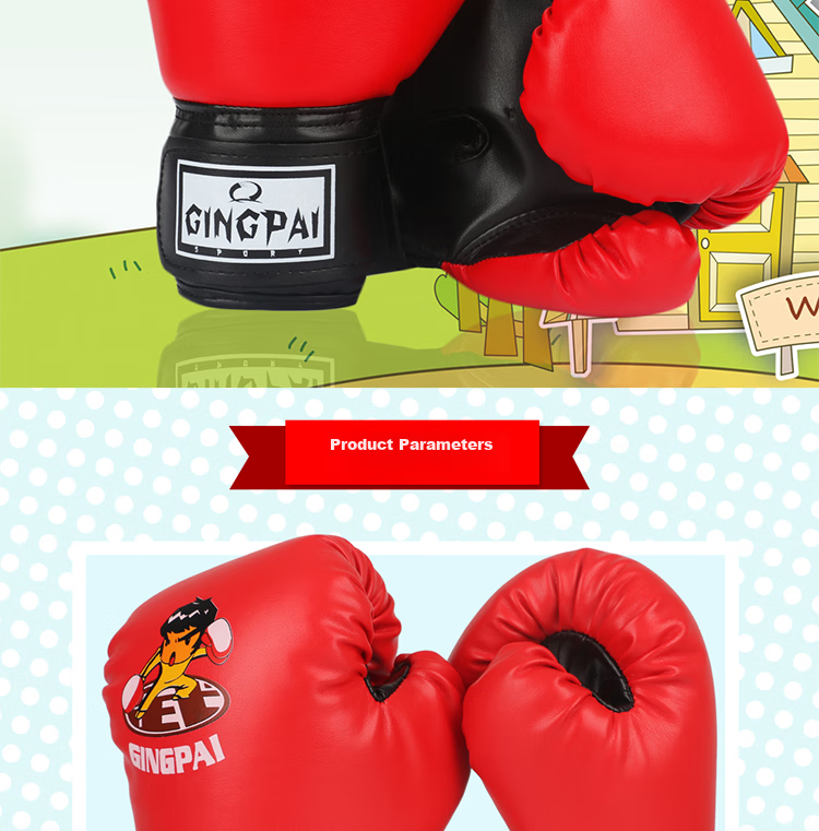Jingpai Children's Boxing Gloves Set, Parent-Child Combination, Adult Women And Teenage Sanda Boxing Gloves, Foot Target, Punching Bag, Red 16