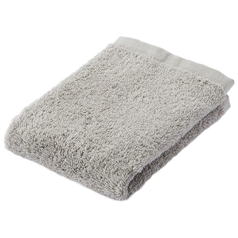 MUJI Cotton Velvet Towel with Hanging Ring, Soft Face Cloth, Pure Cotton Washcloth, Gray, 34×35cm