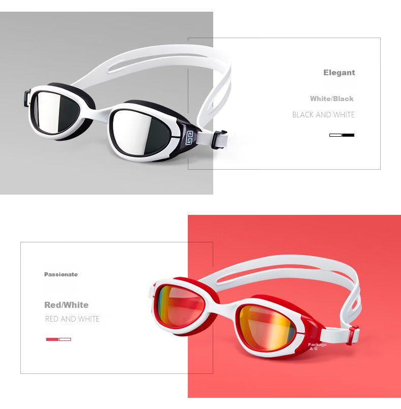 BALNEAIRE Waterproof Anti-Fog Protective Goggles, High Definition, for Men And Women, Non-Prescription, Professional, Blue And Red 14