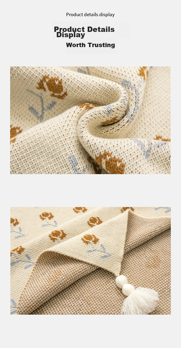 Fanyejia Floral And Bird Pattern Knitted Blanket, Luxury Throw, Sofa Cover, Living Room Leisure Nap Blanket, Bed End Rug, Office Air Conditioning Blanket 7