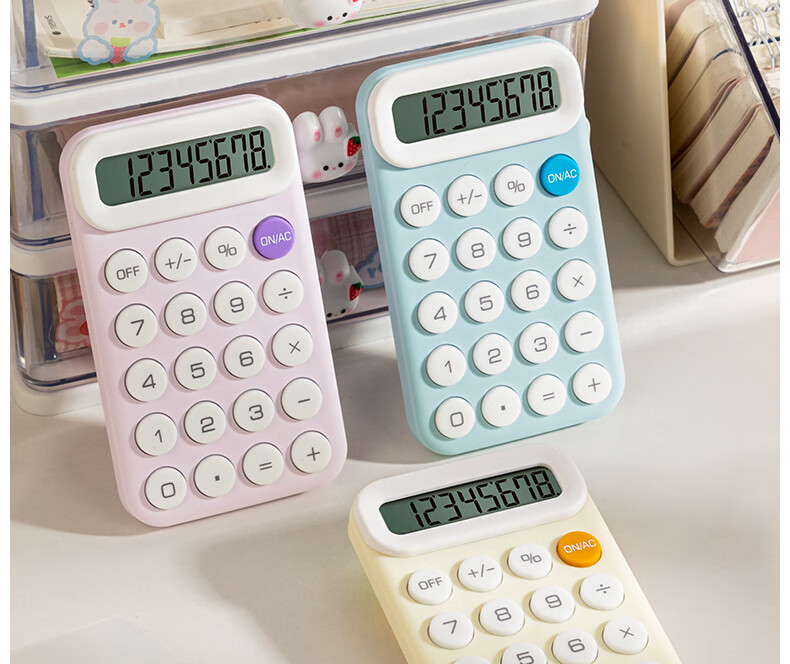 Deli [Super Popular] Portable Student Calculator, Macaron Mini Calculator, Skin-Friendly Buttons, Simple Calculation for Children And Elementary School Students, Learning Supplies, Purple TE10 2