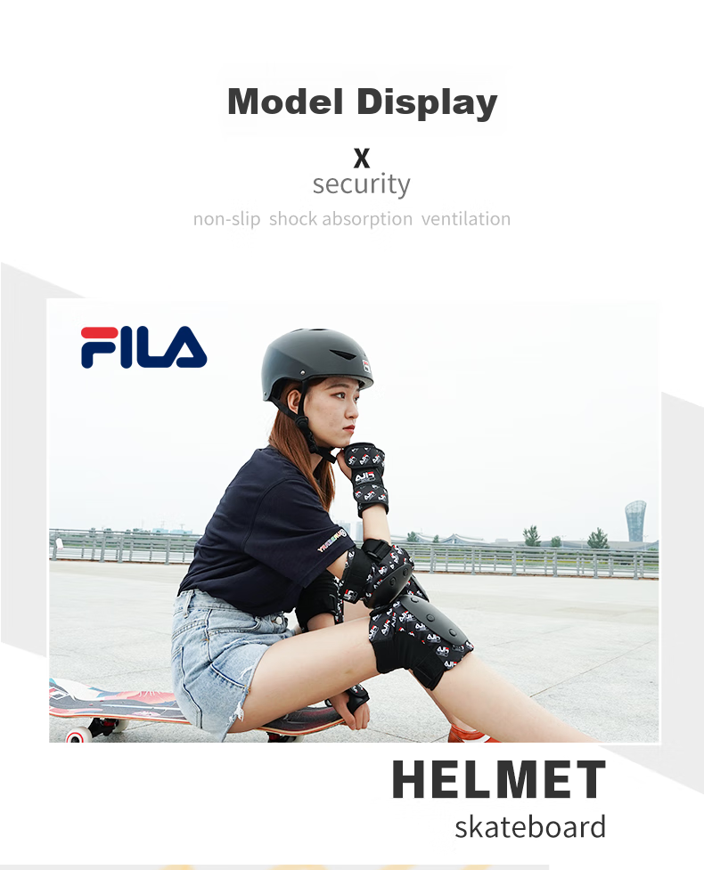 FILA Professional Skateboard And Bicycle Protective Gear for Youth, Adults, And Children, Street Skating Professional Skateboard Protective Equipment, White, Size L 16