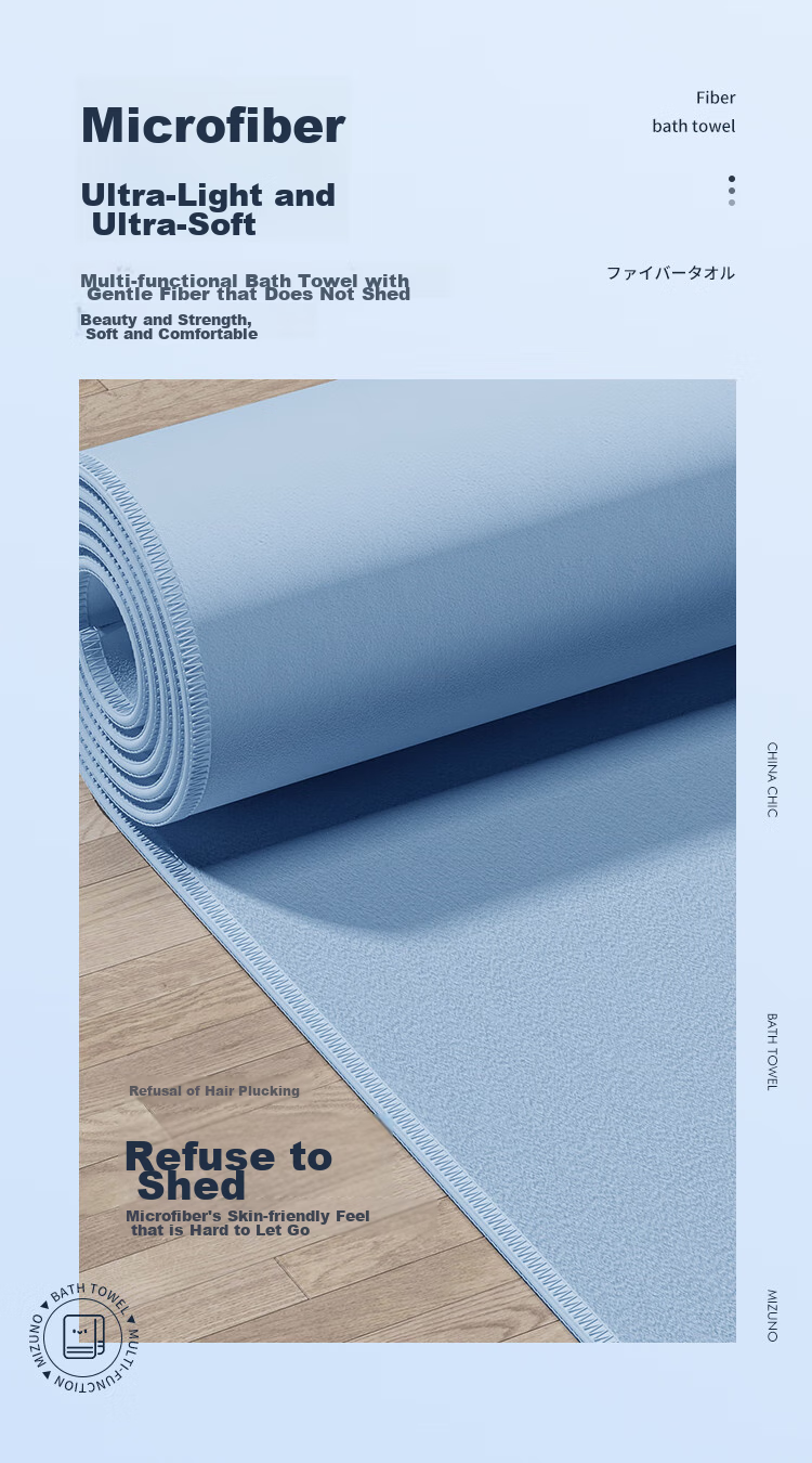 MIZUNO Bath Towel for Women, Wrap-Around Quick-Drying Swimming Towel for Men, Beach Vacation Towel, Portable Fitness Absorbent Towel Y3003 Blue 3