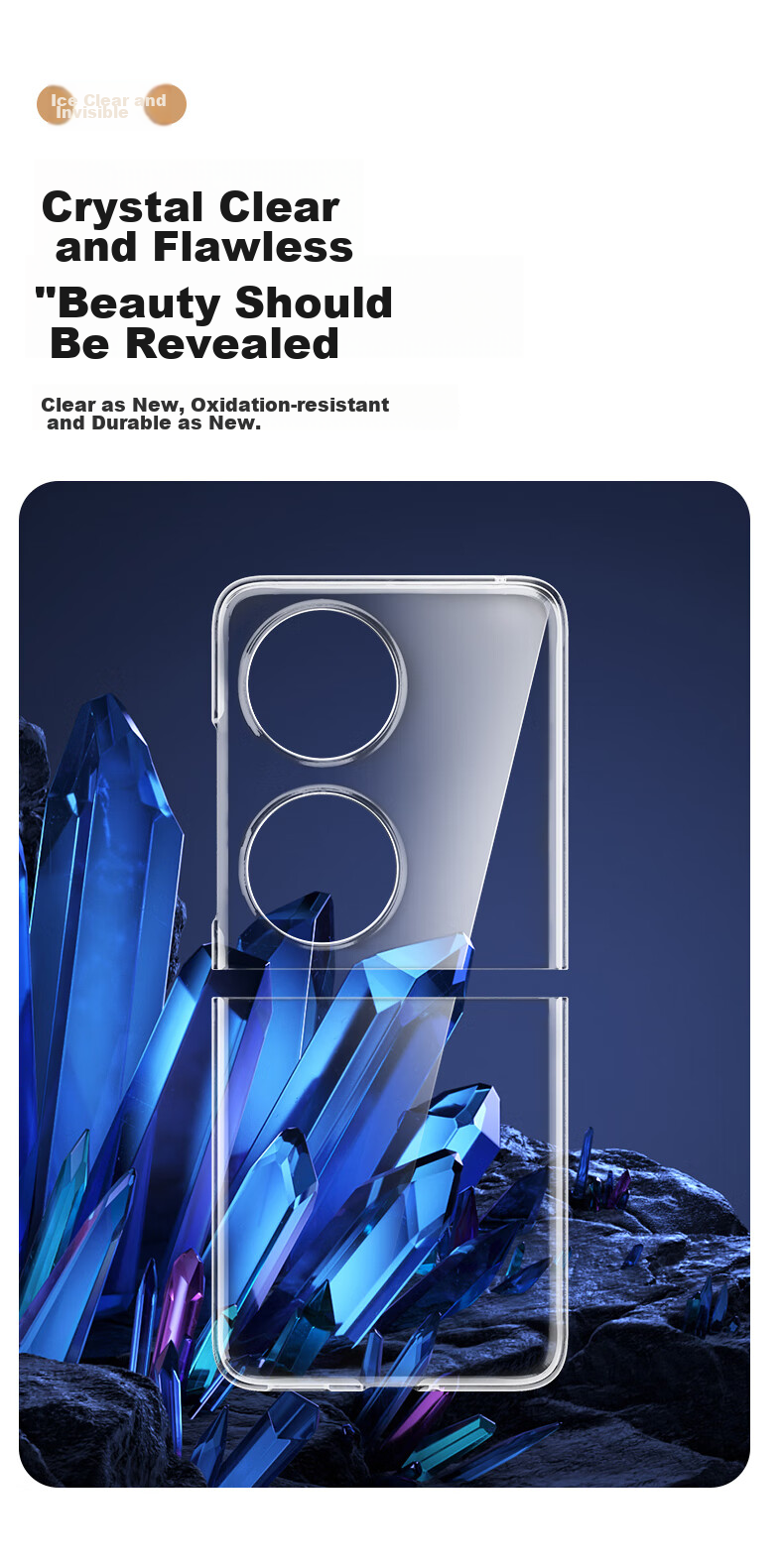 BIAZE Phone Case for Huawei Pocket 2, Foldable Screen Protective Cover, Flip-Type Full Protection Anti-Drop Ultra-Thin Heat Dissipation Cool Transparent Hard Shell JK647 Transparent 7