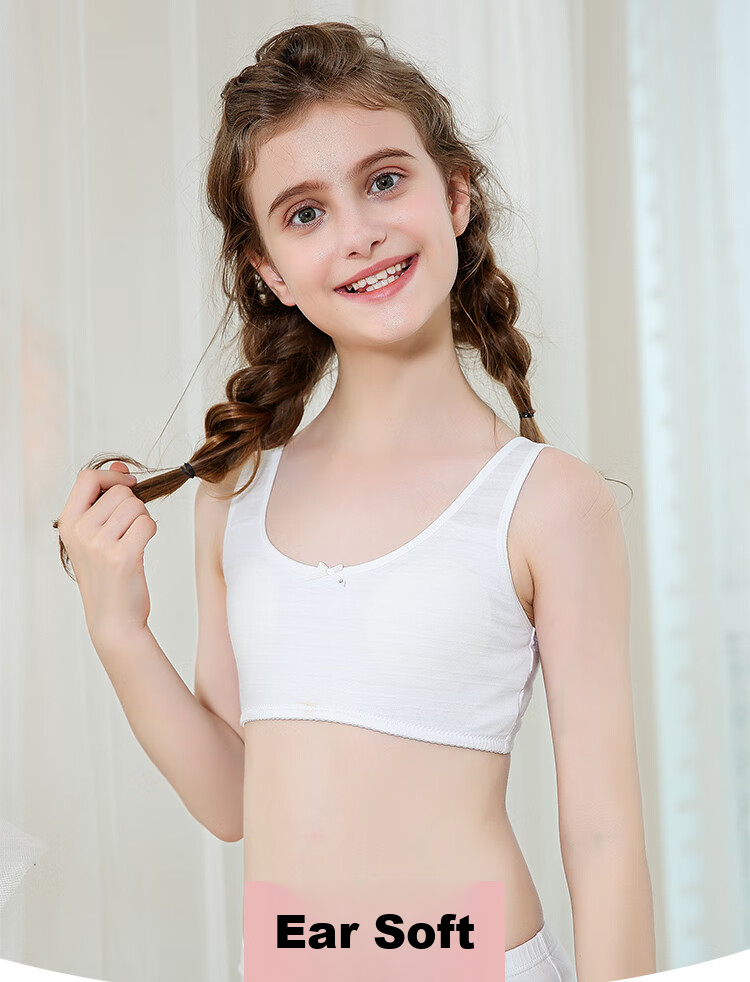 Hodo Girls' Bra, Children's Underwear Vest-Style Brassiere, Thin Mesh Camisole for Puberty And Middle School Students, X8004 155 1