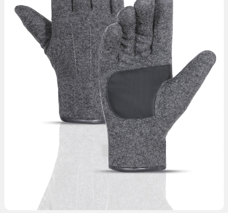 TUCANO Men's Gloves, Autumn And Winter Fleece-Lined, Warm Wool Outdoor Windproof, Touchscreen Compatible, Cycling Electric Bike Thickened Cold-Resistant Gloves 7