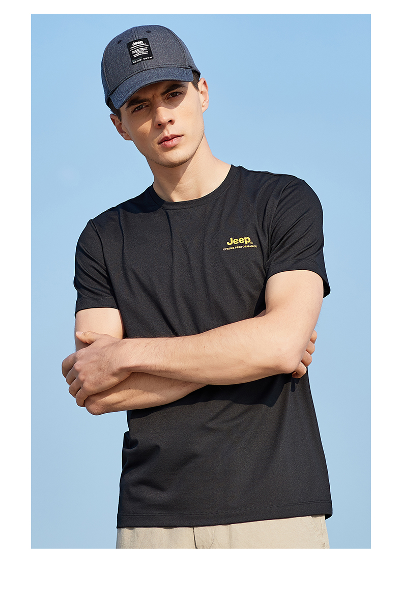JEEP Men's Short-Sleeve T-Shirt, Sports Outdoor Breathable Quick-Dry Tee, Men's Cool Round Neck Top, 538 Navy Blue XL 12