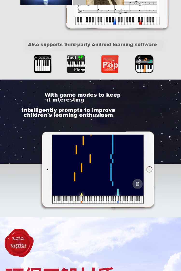 MEDELI Electronic Keyboard MK110 Beginner Recommended 61-Key Touch-Sensitive Keyboard 7