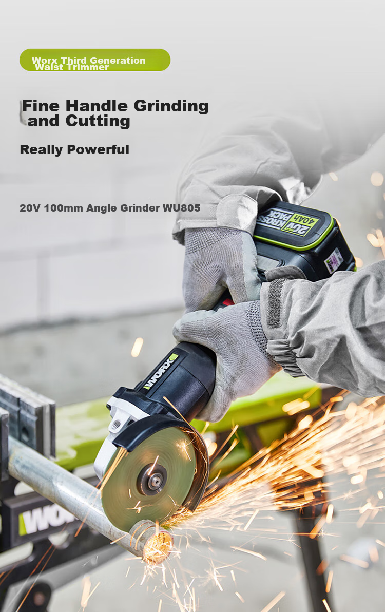 WORX 20V Brushless Lithium-Ion Angle Grinder WU805 (4.0 Dual Battery), Rechargeable Electric Grinding And Cutting Machine, Hand Grinder 1