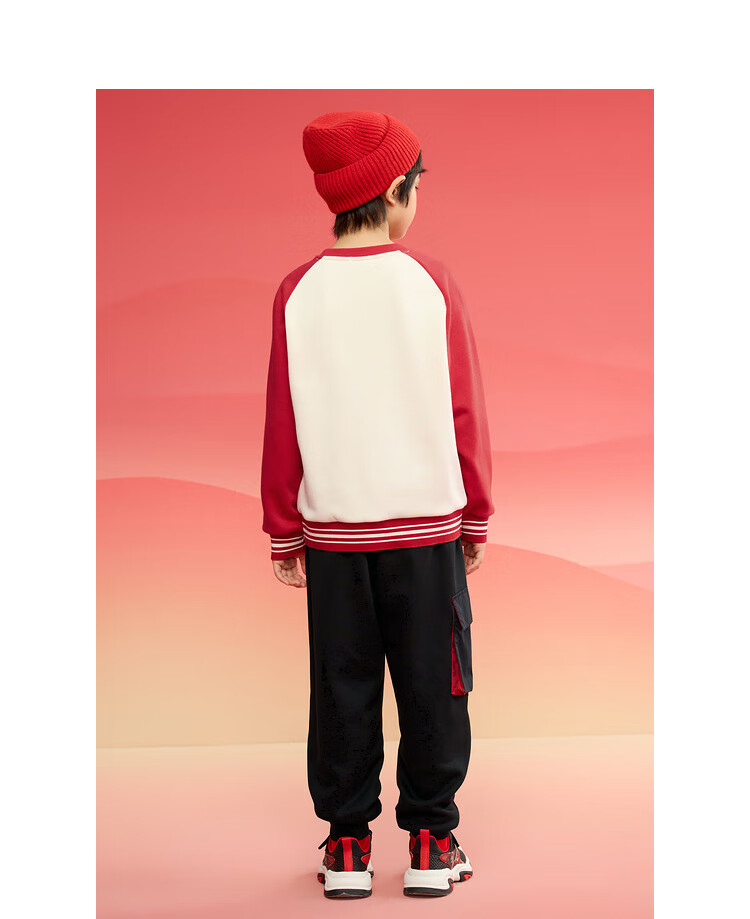 BALABALA Boys' Sweatshirt, Children's Fleece-Lined Top, Spring Long-Sleeve Embroidered Loose Trendy Base Layer for Older Childre 3