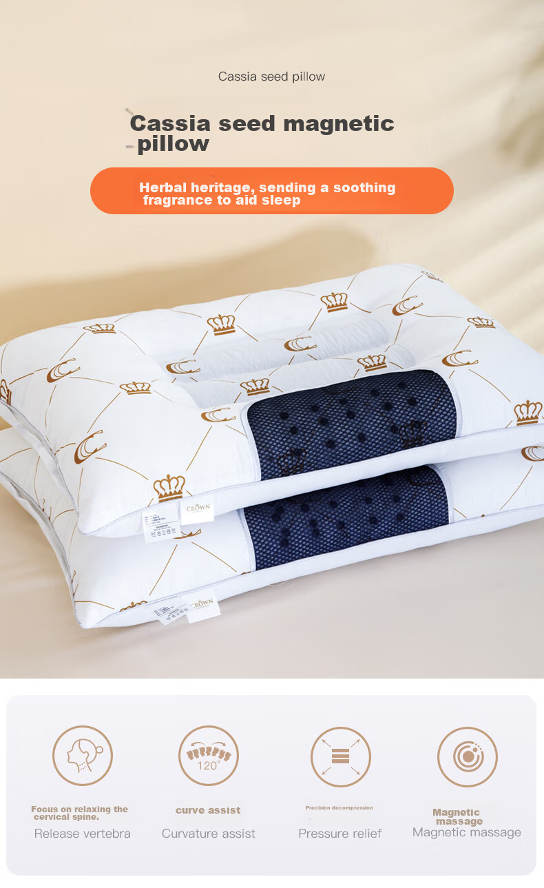 CROWN Cassia Seed Pillow for Neck Support, Deep Sleep Pillow for Women And Men, Summer Hotel Pillow Core, Adult Size, One Pair 1