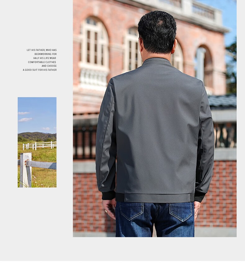 Baocaiyang Dad's Casual Stand-Collar Jacket for Men, Spring And Autumn Outerwear, Middle-Aged And Elderly Menswear, Clothing for Fathers And Grandfathers in Their 40s And 50s 15