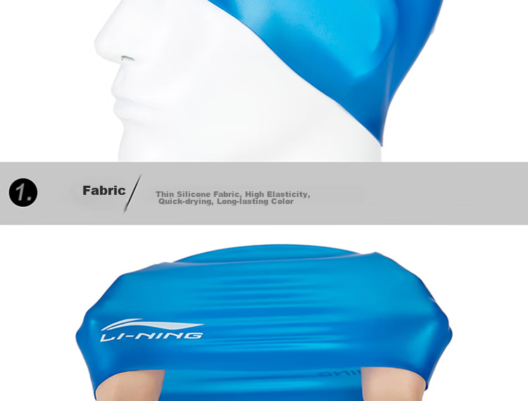 Li-Ning Silicone Waterproof Swim Cap for Men And Women, Swimming Cap LSMV461, Lavender Purple 14