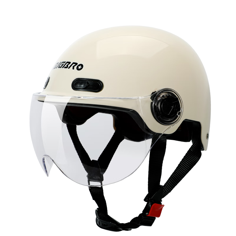 BIGBRO 008 Off-White New National Standard 3C Electric Motorcycle Helmet for Men And Women, Summer Sun Protection All-Season Universal Electric Scooter Summer Half Helmet