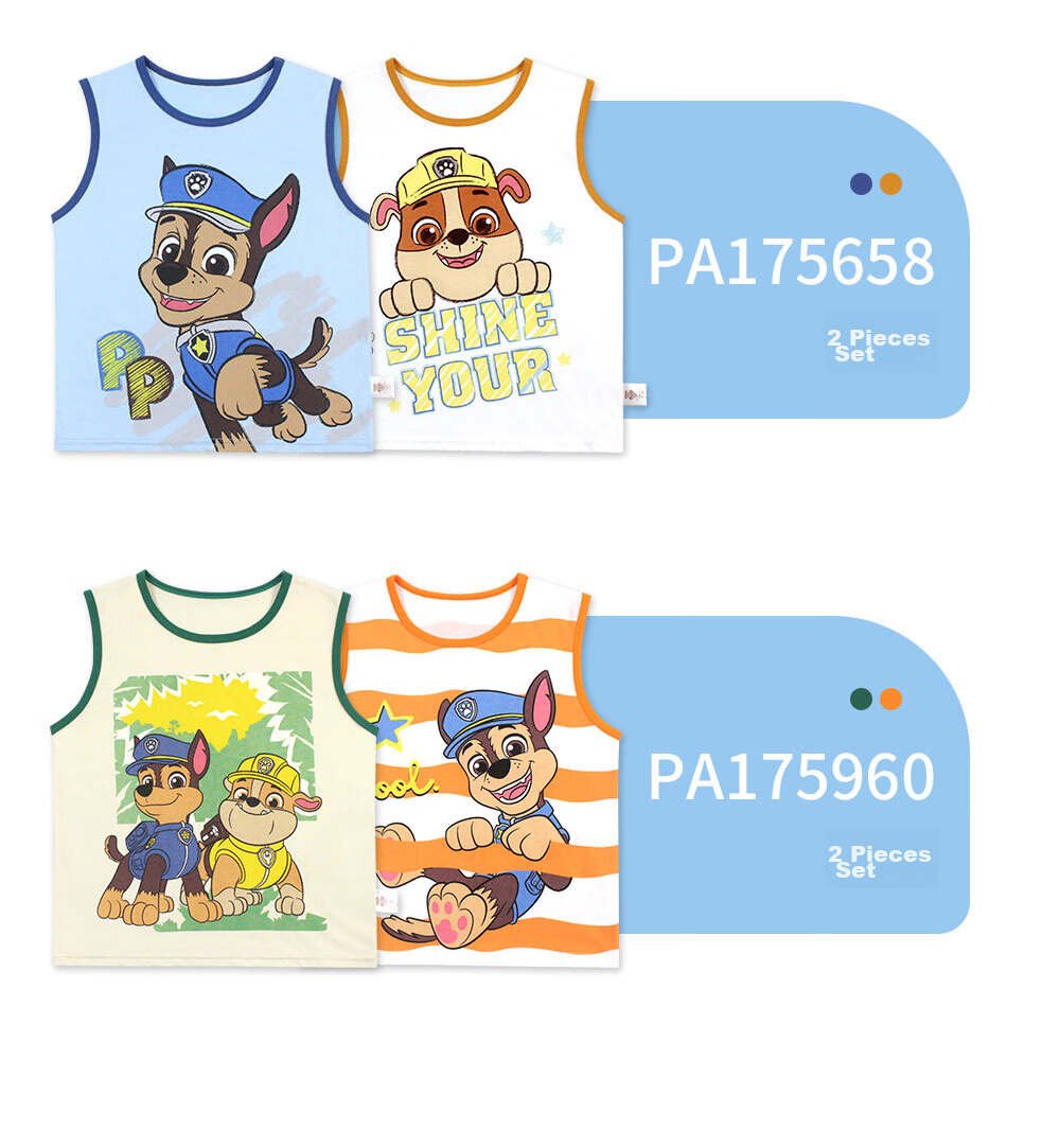 PAW PATROL Children's Vest, Boys' Class A Cartoon Undershirt, Summer Breathable Baby Sleeveless T-Shirt, PA1916P2, Size 110 3
