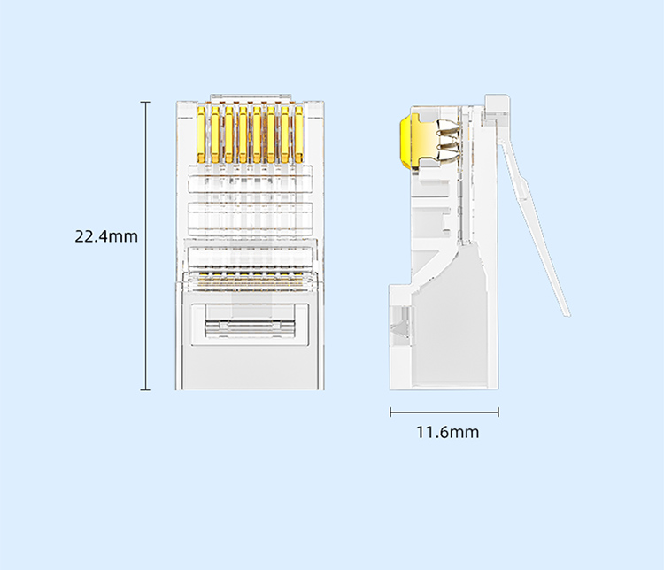 SAMZHE Cat5e Punch Down RJ45 Gold-Plated Ethernet Cable Connectors, Gigabit Punch Down Crystal Heads, 8P8C Network Connectors, 100 Pieces CKT5100 14