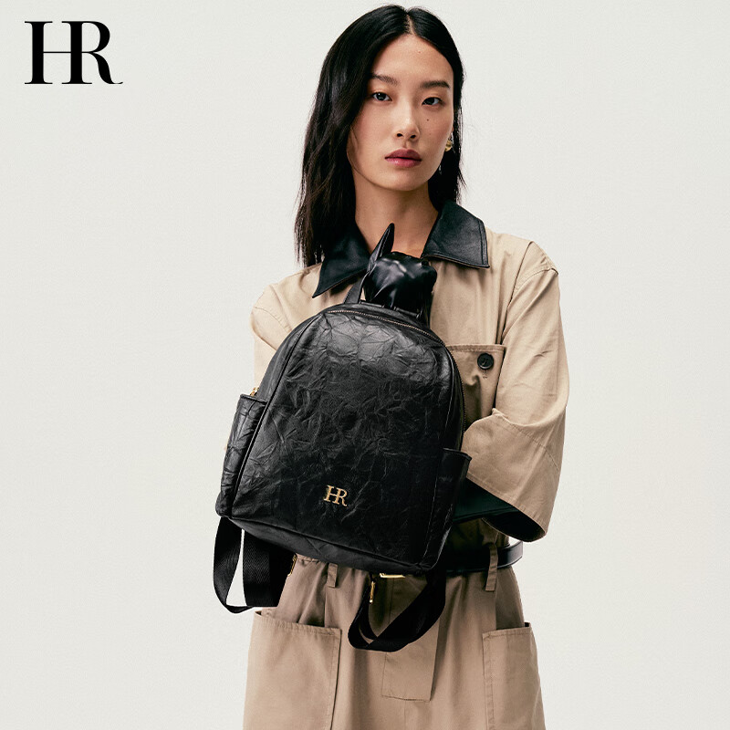 HRHR First Layer Cowhide Vintage Multi-Pocket Women's Backpack Casual Travel Bag Women's Day Gift