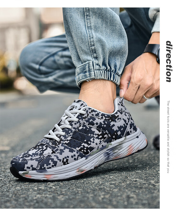 CARTELO Men's Shoes, Camouflage Rubber Shoes, Autumn And Winter Casual Sports Training Military Training Outdoor Running Hiking Mountaineering Tourism Soft-Soled 17