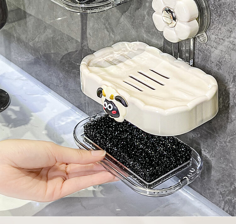 Bydoll Suction Cup Soap Dish Wall-Mounted Single-Layer Draining No-Drill High-End Home Bathroom Balcony Soap Holder Organizer 7