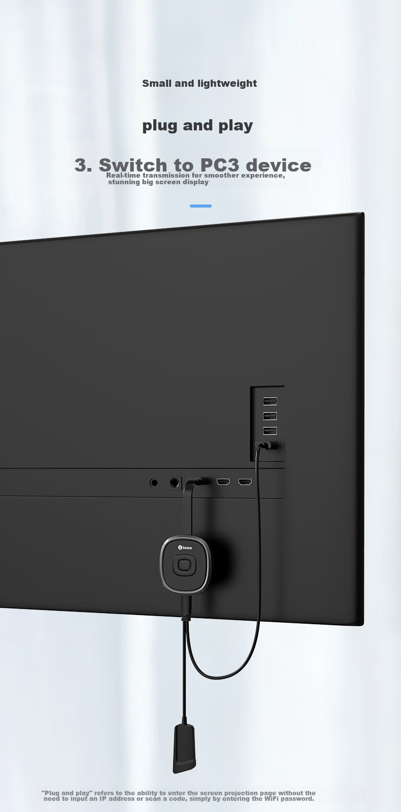 BIAZE Wireless Screen Mirroring Device for Mobile Phones, 4K HD Decoding HDMI Audio And Video Synchronization Transmitter, Compatible with Apple, Android, Huawei Phones, Computers for Connecting to TVs, Monitors, And Projectors 22