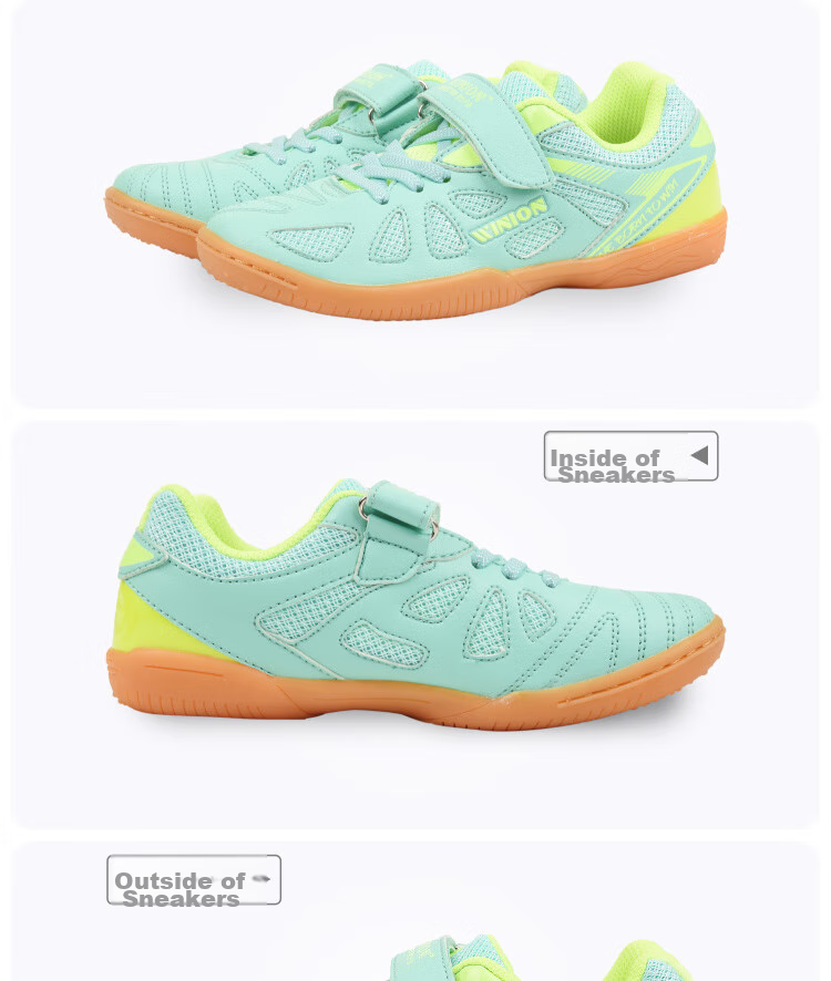 WINION Premium Table Tennis Shoes for Children Boys Girls, Professional Non-Slip Wear-Resistant Training Shoes, White And Blue, Size 34 12