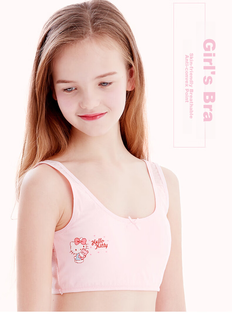 Hello Kitty Developmental Training Bra for Girls, Ages 9-12, Thin Underwire Bra, Summer Camisole for Young Girls, 2009AB/70A 1