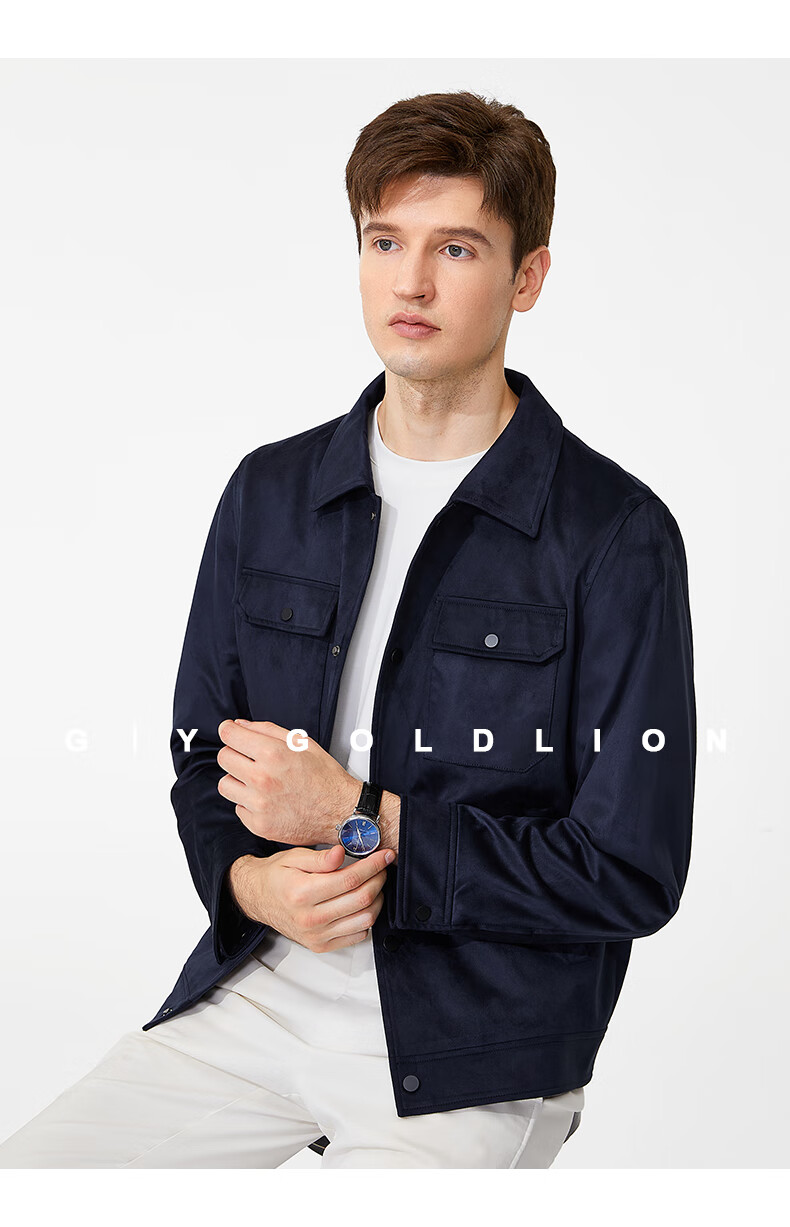 Goldlion GY Men's Jacket, Autumn Stand-Collar Casual Outerwear, Single Jacket JPF1369-LK104, Navy Blue, 3XL 10
