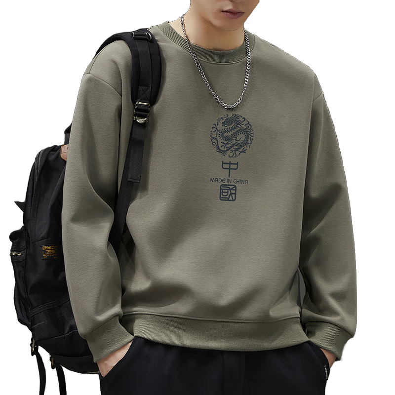 JEEP SPIRIT Men's Spring and Autumn Hoodie Casual Loose Long Sleeve T-Shirt