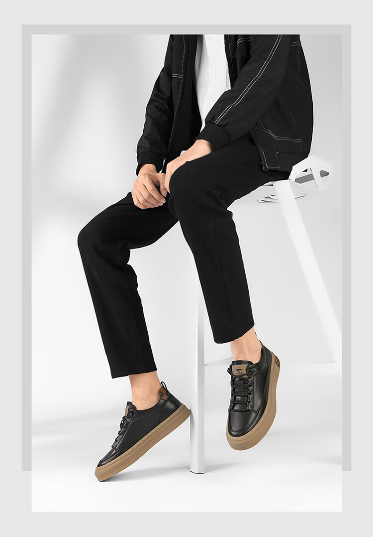 SEPTWOLVES Men's Versatile Sneakers, Casual Shoes, Leather Shoes for Men W8333763399 Black Size 39 4