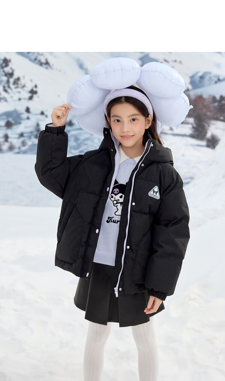BALABALA Hello Kitty IP Girls' Winter Down Jacket Sanrio Protective Warm Fashion Coat 8